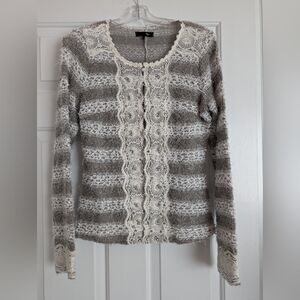 Grey striped sweater with rhinestones